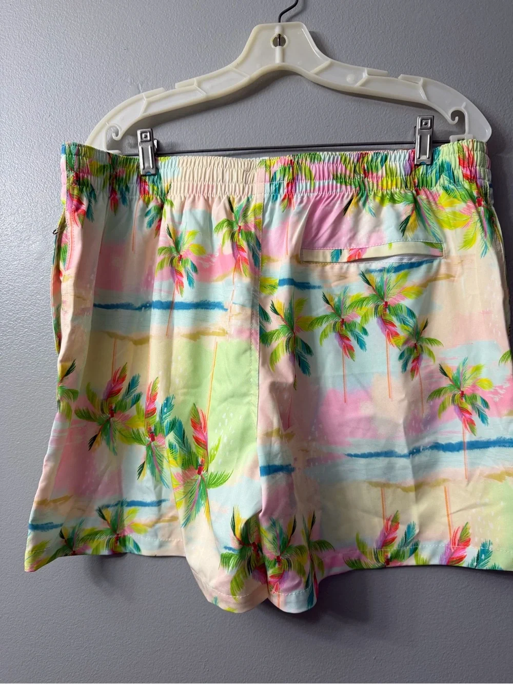 Duvin Design Pastel Palmy swim shorts elastic drawstring tropical print XL